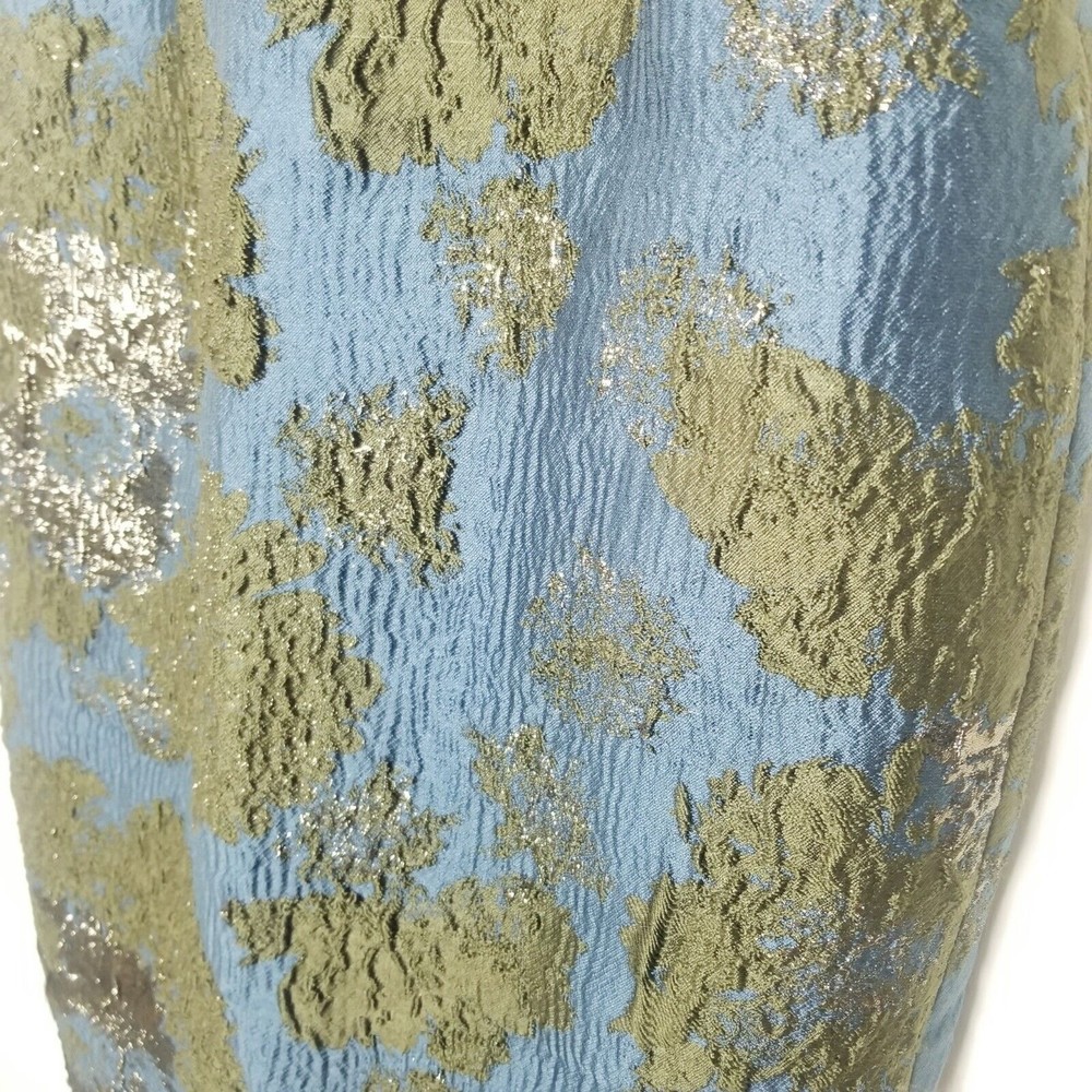 Vera Wang Brocade Dress Women Size 6 Dark Teal Green Metallic V-cut Back Lined - Picture 13 of 16